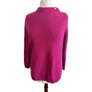Talbots Cable Knit Mockneck Pullover Sweater Medium Petite
